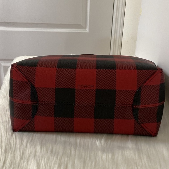 New💃Coach City Tote Handbag With Buffalo Plaid Print - Picture 5 of 12